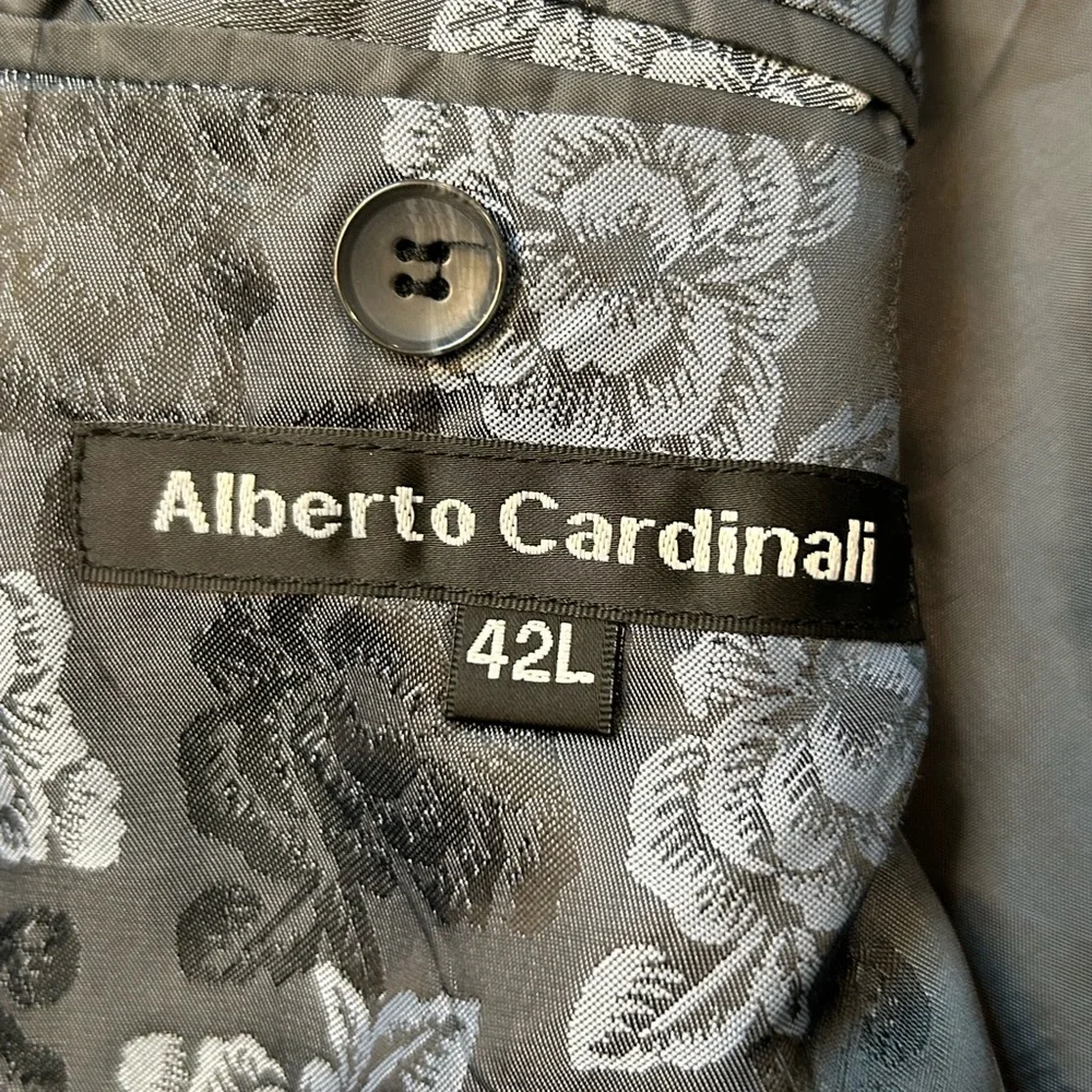 Alberto Cardinali Men's Skinny Fit Gray‎ Glenn Plaid Blazer 42L